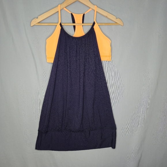 Lululemon No Limits Tank With Built In Bra Orange And Blue Size 6 - Picture 1 of 6